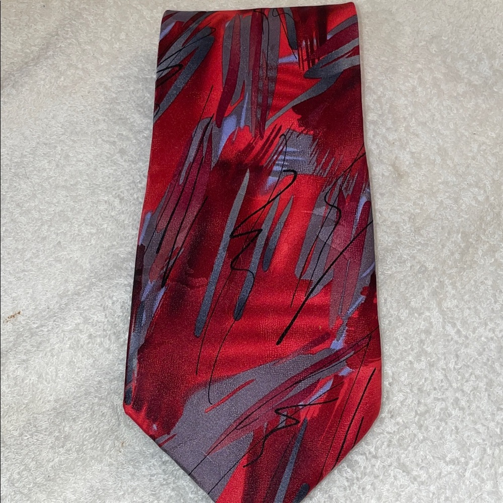 Jerry Garcia Tie - Gently used Abstract Red and Gray Men's Tie